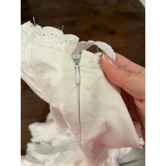 Vintage Betsey Johnson Dress Tiered Eyelet White Ruffles size 8 Cottagecore Boho - Picture 9 of 11